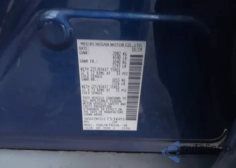 2020 Nissan Rogue S Fwd z USA, uszkodzony, nr VIN 5N1AT2MT2LC753605